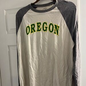League Men's University of Oregon Long Sleeve Tee - Gray and White